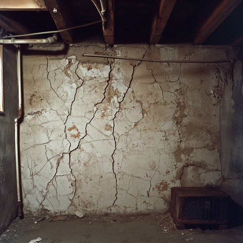 a deteriorating concrete basement wall inside a private residence in Abilene, Texas.